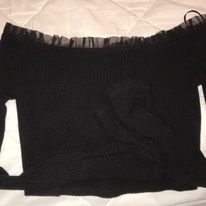 Long Sleeve Off The Shoulders Crop Top